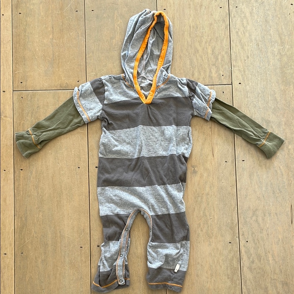 Striped Hooded Baby Romper